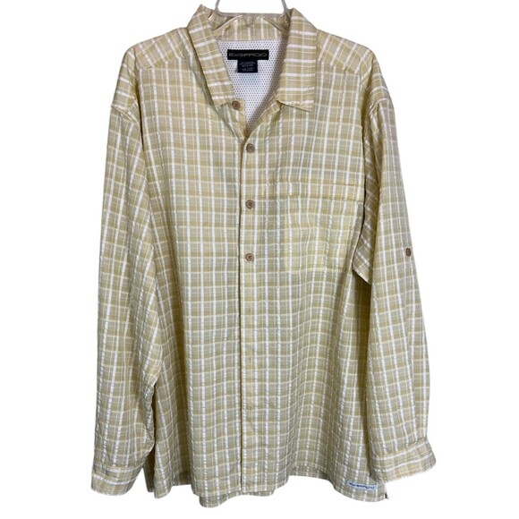 ExOfficio Beige Plaid Vented Button Long Short Sleeve Shirt  Men's XXL  Gorpcore - Picture 1 of 12